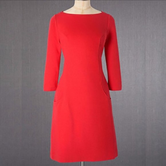 Boden Red Ottoman Shift Midi Dress WH538 Size 8L - Picture 2 of 14